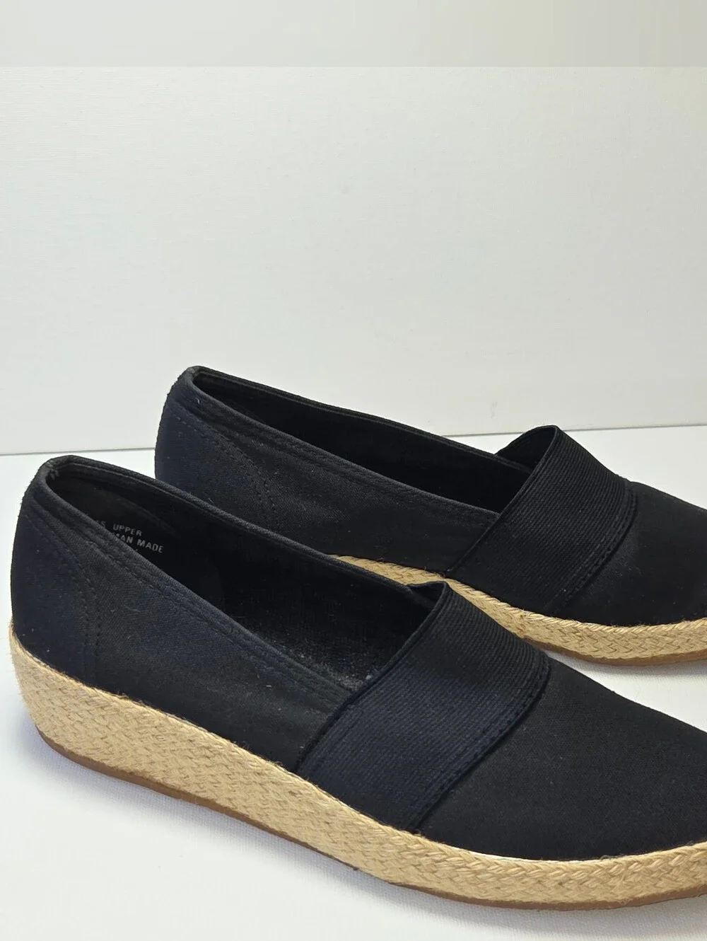 Garden Sport Black Espadrille Wedge Slip On Shoes Women's 8W Wide